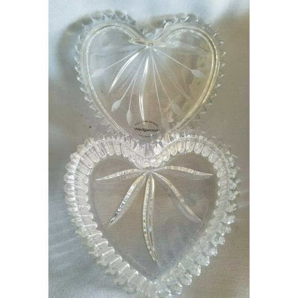 Vintage Wedgewood Lead Crystal Heart Trinket Box West Germany Signed 4.5" - Picture 4 of 5
